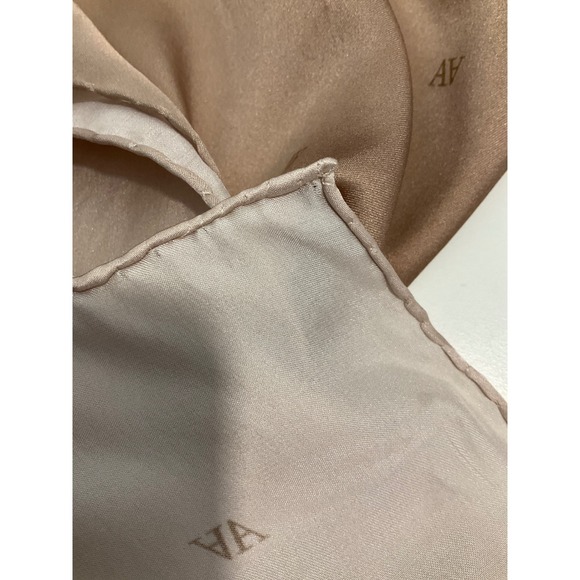 Armine Luxury Pure Silk Ombre All Over Logo Monogram Head Purse‎ Scarf Brown - Picture 6 of 8